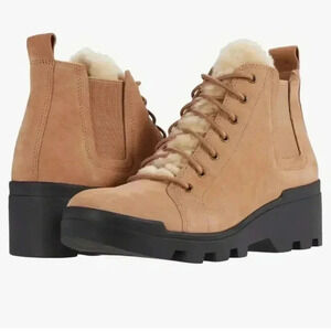 NEW Eileen Fisher Shearling Tumbled Leather Hiker Boot size 8